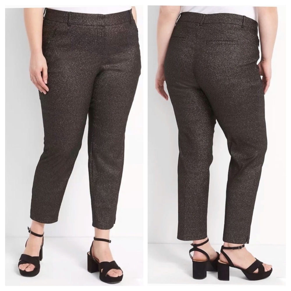 Lane Bryant Black Glitter Ankle Pants